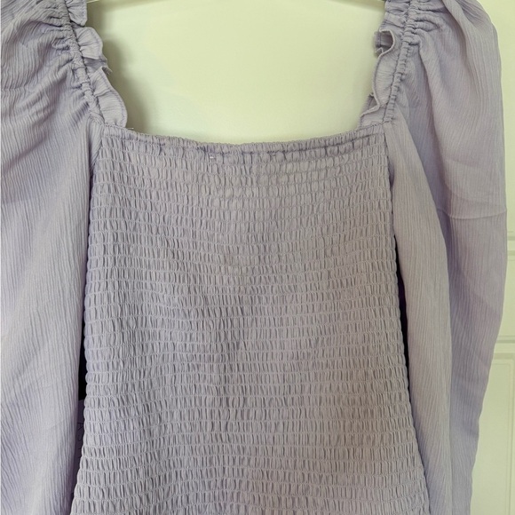 Astr The Label Women's Puff Lantern Sleeve Top Sz M Pale‎ Purple Ruched Back NWT - Picture 12 of 13